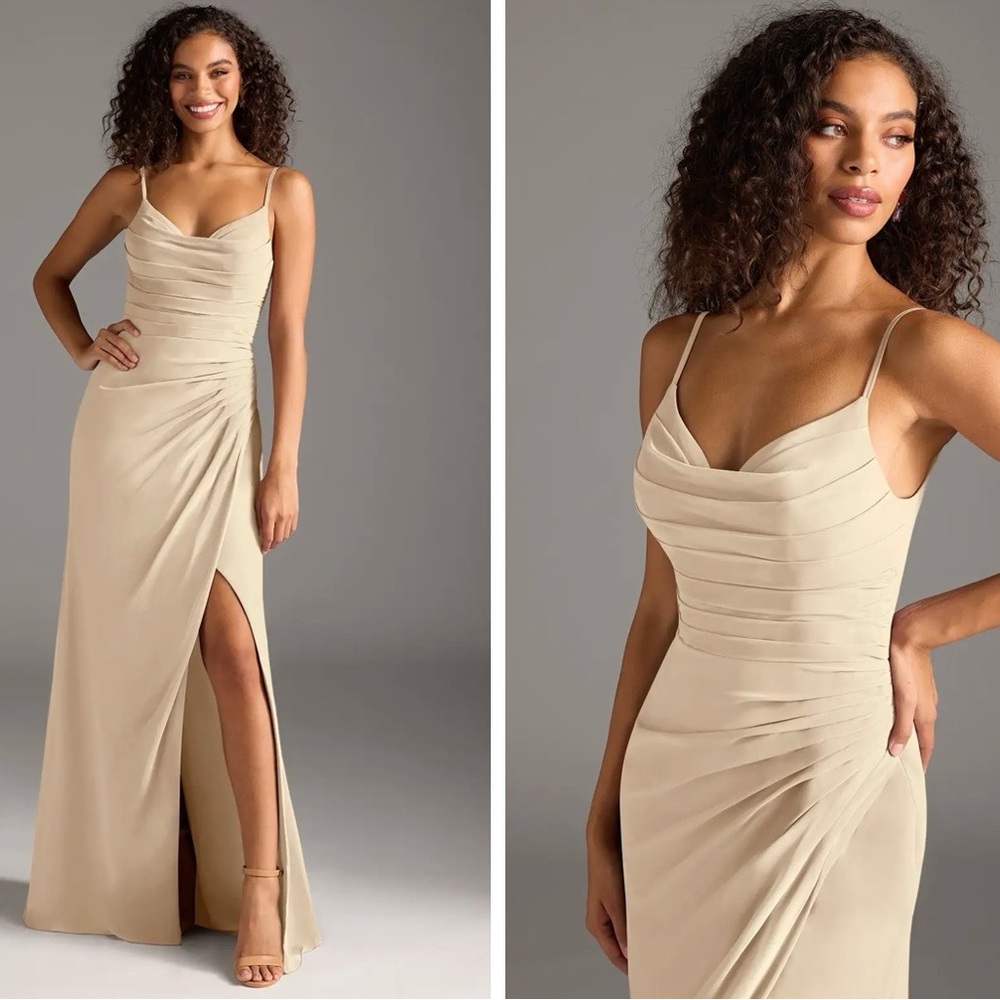 Azazie Champagne Chiffon Dress